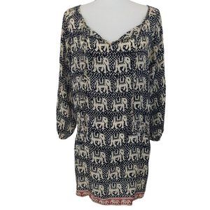 Tolani Elephant Silk Tunic Mini Dress Anthropologie Women's Small Mixed Print
